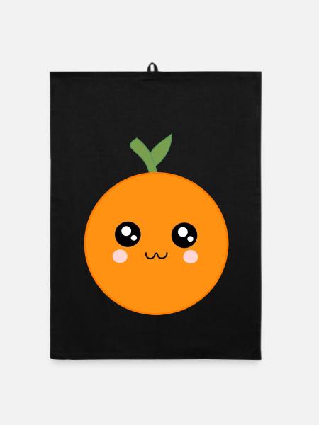 Kawaii Orange Geschenk Süße Frucht - Organic Geschirrtuch - Schwarz