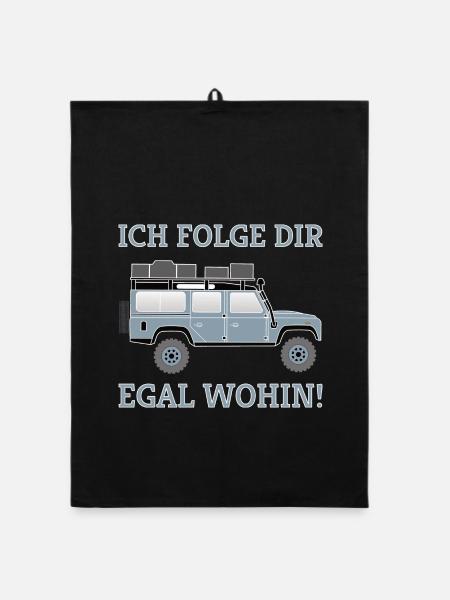 Dachzelt Offroad 4x4 Reisefahrzeug T-Shirt - Organic Geschirrtuch - Schwarz