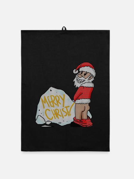 Ugly Christmas Lustig - Organic Geschirrtuch - Schwarz - Vorne