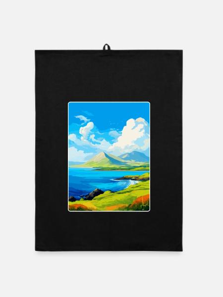 Isle Of Raasay Schottland Vereinigtes Königreich Vintage Reiseposter - Organic Geschirrtuch - Schwarz - Vorne