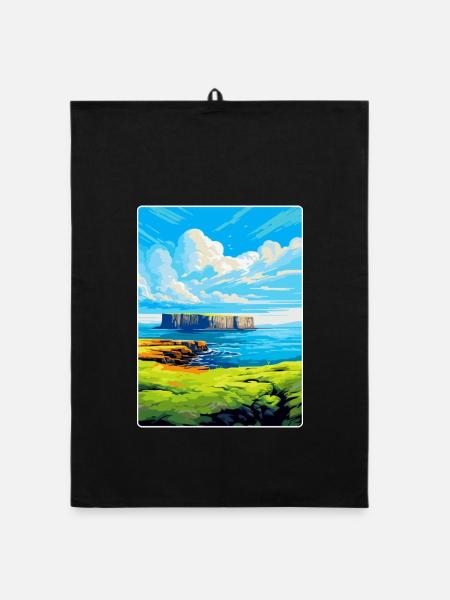 Isle Of Staffa Schottland Vereinigtes Königreich Vintage Reiseposter - Organic Geschirrtuch - Schwarz - Vorne