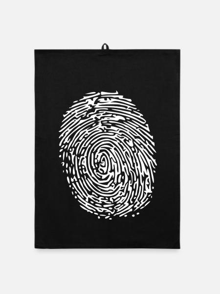 Weißer Fingerabdruck - Organic Geschirrtuch - Schwarz