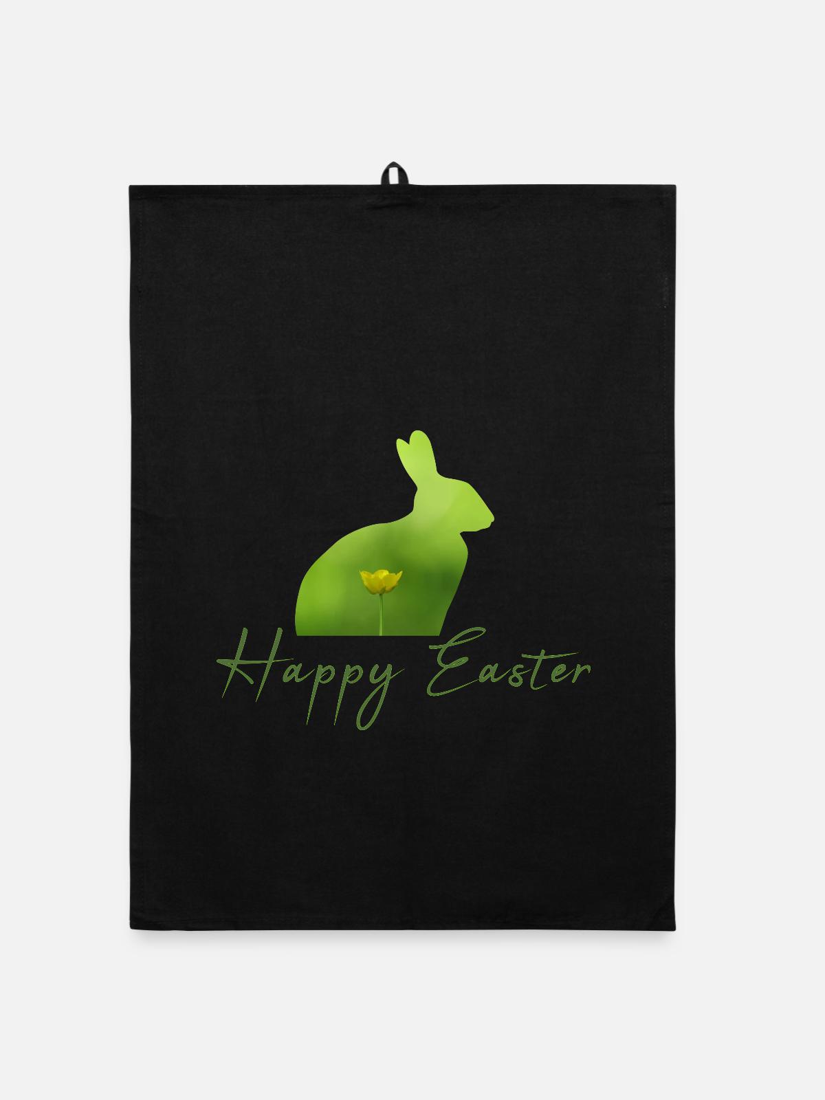 Happy Easter rabbit - Organic Geschirrtuch - Schwarz - Vorne