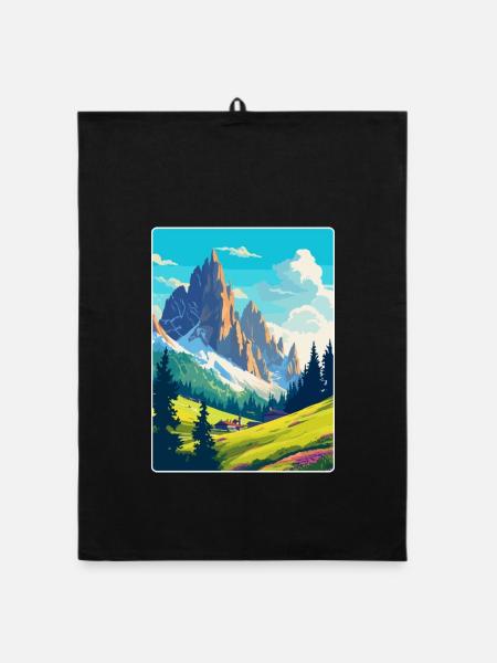 Dolomites Italy Vintage Travel Poster Souvenir WPA - Organic dish towel - black - Front