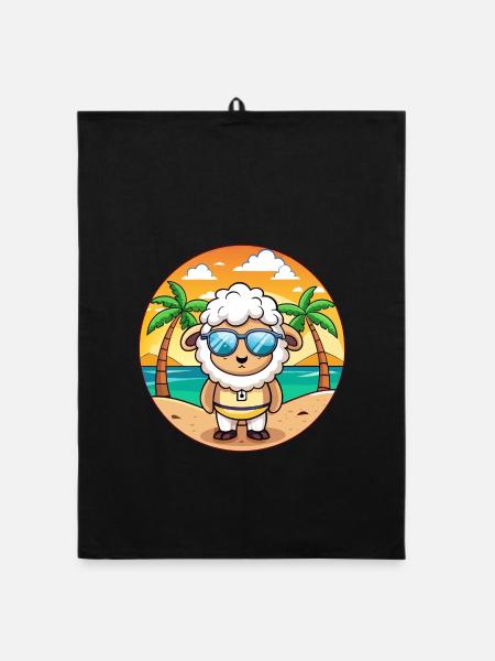 Schaf Lustige Cartoon Sommer Strand Sonnenbrille - Organic Geschirrtuch - Schwarz - Vorne