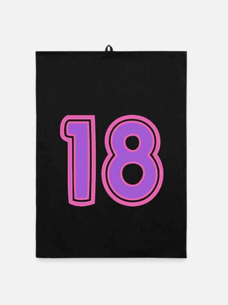 18. 18 JAHRE ALT. 18-JÄHRIGES JUBILÄUM. GEBURTSTAG 18 JAHRE. - Organic Geschirrtuch - Schwarz - Vorne