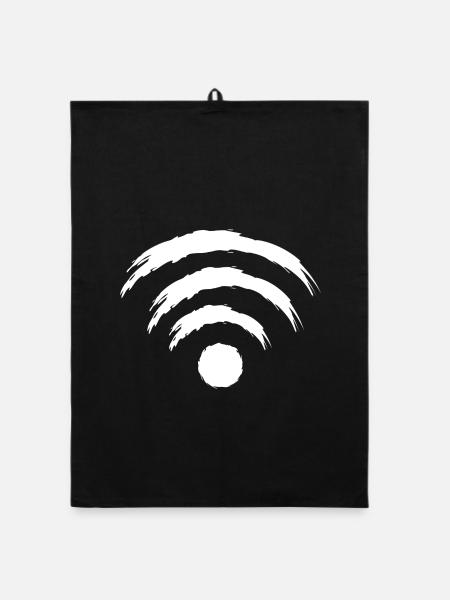 Wifi Symbol weiß - Organic Geschirrtuch - Schwarz - Vorne