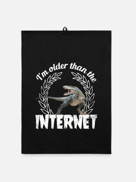 I’m older than the Internet + Dinosaurier - Organic Geschirrtuch - Schwarz