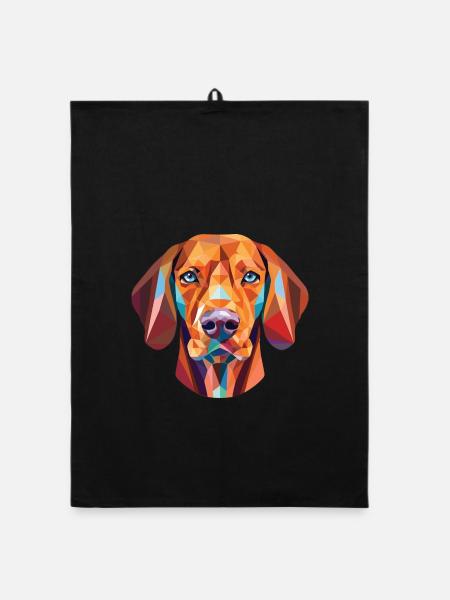 Ungarische Vizsla Hunderasse Aquarell Illustration - Organic Geschirrtuch - Schwarz