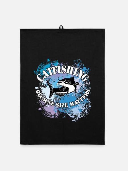 Wels Waller fischen Wels auf Farbklecksen - Organic Geschirrtuch - Schwarz - Vorne