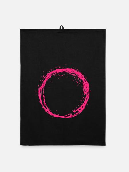 Kreis Rosa - Organic Geschirrtuch - Schwarz - Vorne