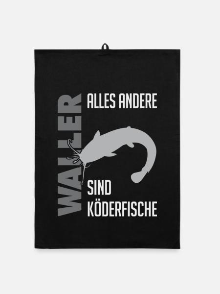 Wels fischen Kampf mit dem starken Wels - Organic Geschirrtuch - Schwarz - Vorne