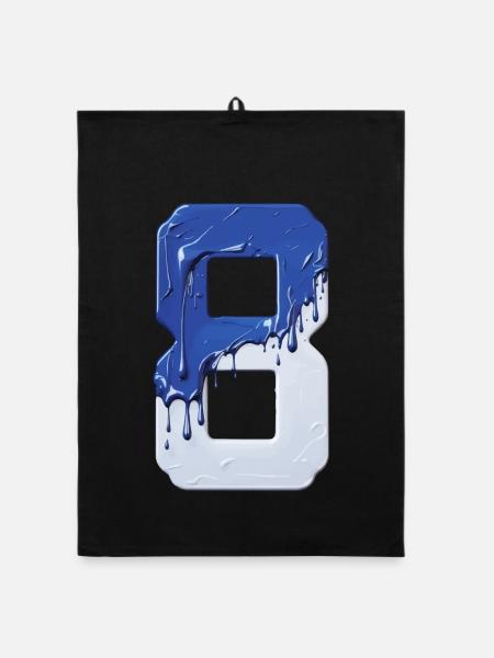 NR. 8 NUMMER 8 BLAU WEIß 8. GEBURTSTAG - Organic Geschirrtuch - Schwarz - Vorne