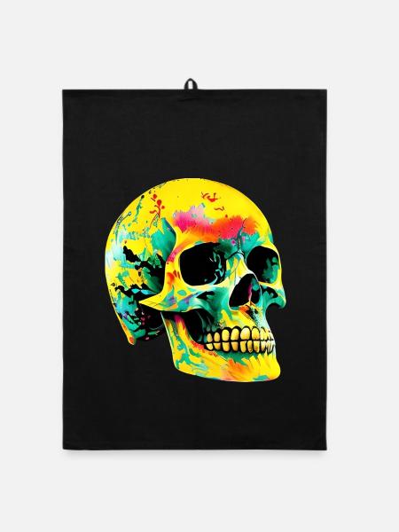 Totenkopf - Organic Geschirrtuch - Schwarz - Vorne