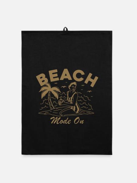Beach Mode On - Organic Geschirrtuch - Schwarz