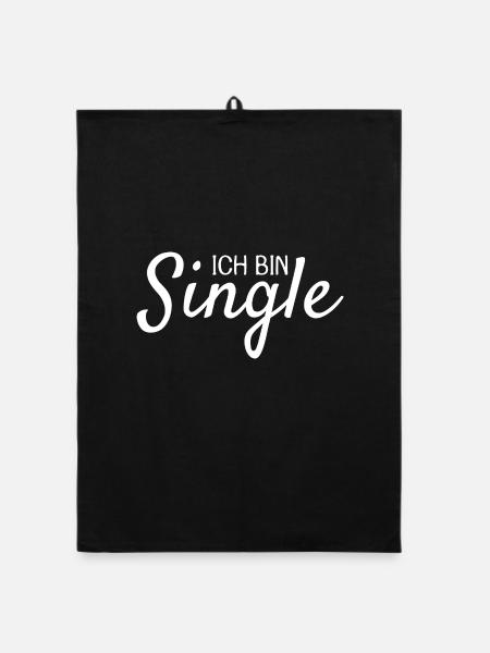 Ich bin Single - Organic Geschirrtuch - Schwarz