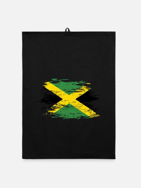 Drapeau de la Jamaïque utilisé - Torchon bio - noir - Devant