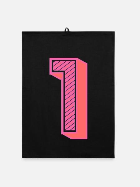 1. 1 JAHR. 1. JAHRESTAG. 1 JAHR GEBURTSTAG - Organic Geschirrtuch - Schwarz - Vorne
