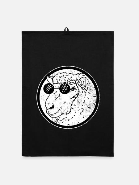 Lässiges Wollschaf Sonnenbrille - Organic Geschirrtuch - Schwarz - Vorne