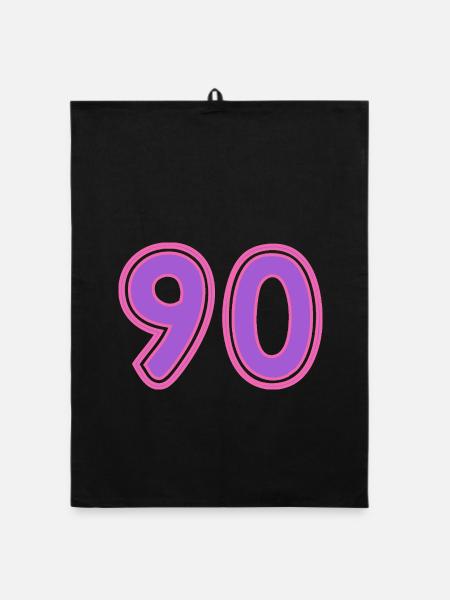 90. 90 JAHRE. 90-JÄHRIGES JUBILÄUM. 90-JÄHRIGES JUBILÄUM. - Organic Geschirrtuch - Schwarz - Vorne