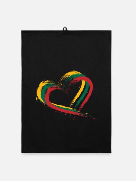 Heart brush flag of Lithuania - Organic dish towel - black - Front