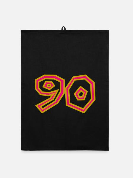 90. 90 JAHRE. 90-JÄHRIGES JUBILÄUM. 90-JÄHRIGES JUBILÄUM. - Organic Geschirrtuch - Schwarz - Vorne