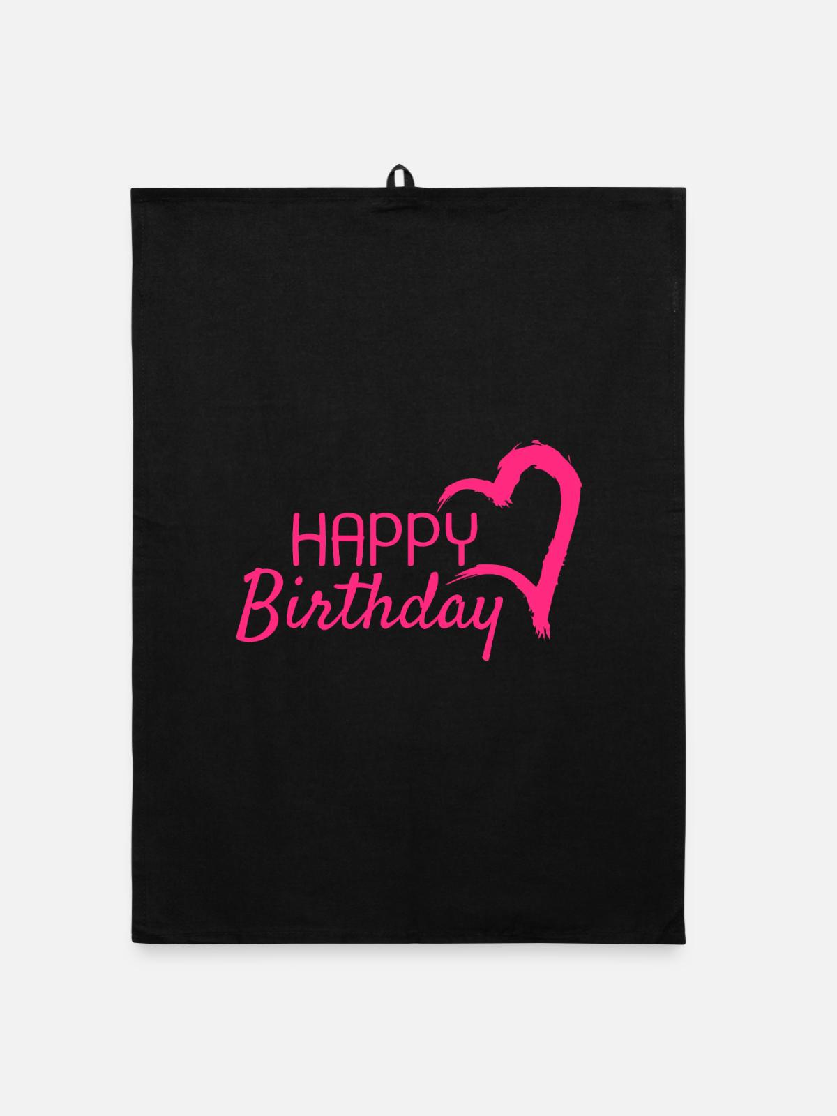 Happy Birthday Geschenk - Organic Geschirrtuch - Schwarz - Vorne