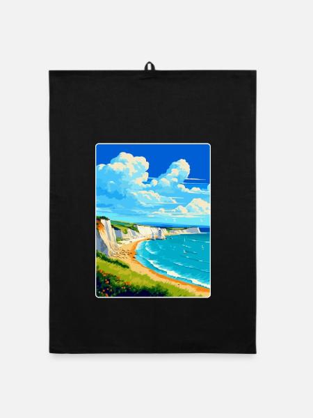 Isle Of Wight Vintage Reiseposter WPA Souvenir - Organic Geschirrtuch - Schwarz - Vorne