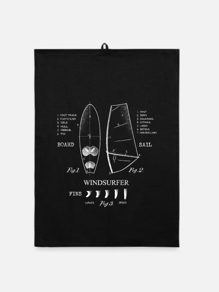 Legende Windsurf Windsurf Finnen - Organic Geschirrtuch - Schwarz - Vorne
