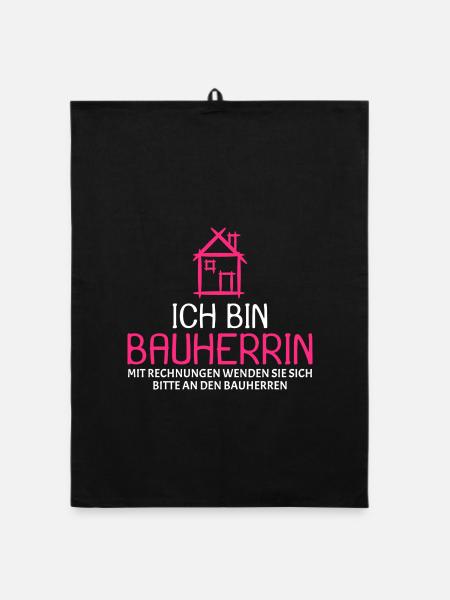 Bauherr Baumeister Hausbau Bauherrin Geschenk - Organic Geschirrtuch - Schwarz - Vorne