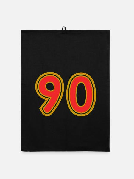 90. 90 JAHRE. 90-JÄHRIGES JUBILÄUM. 90-JÄHRIGES JUBILÄUM. - Organic Geschirrtuch - Schwarz - Vorne