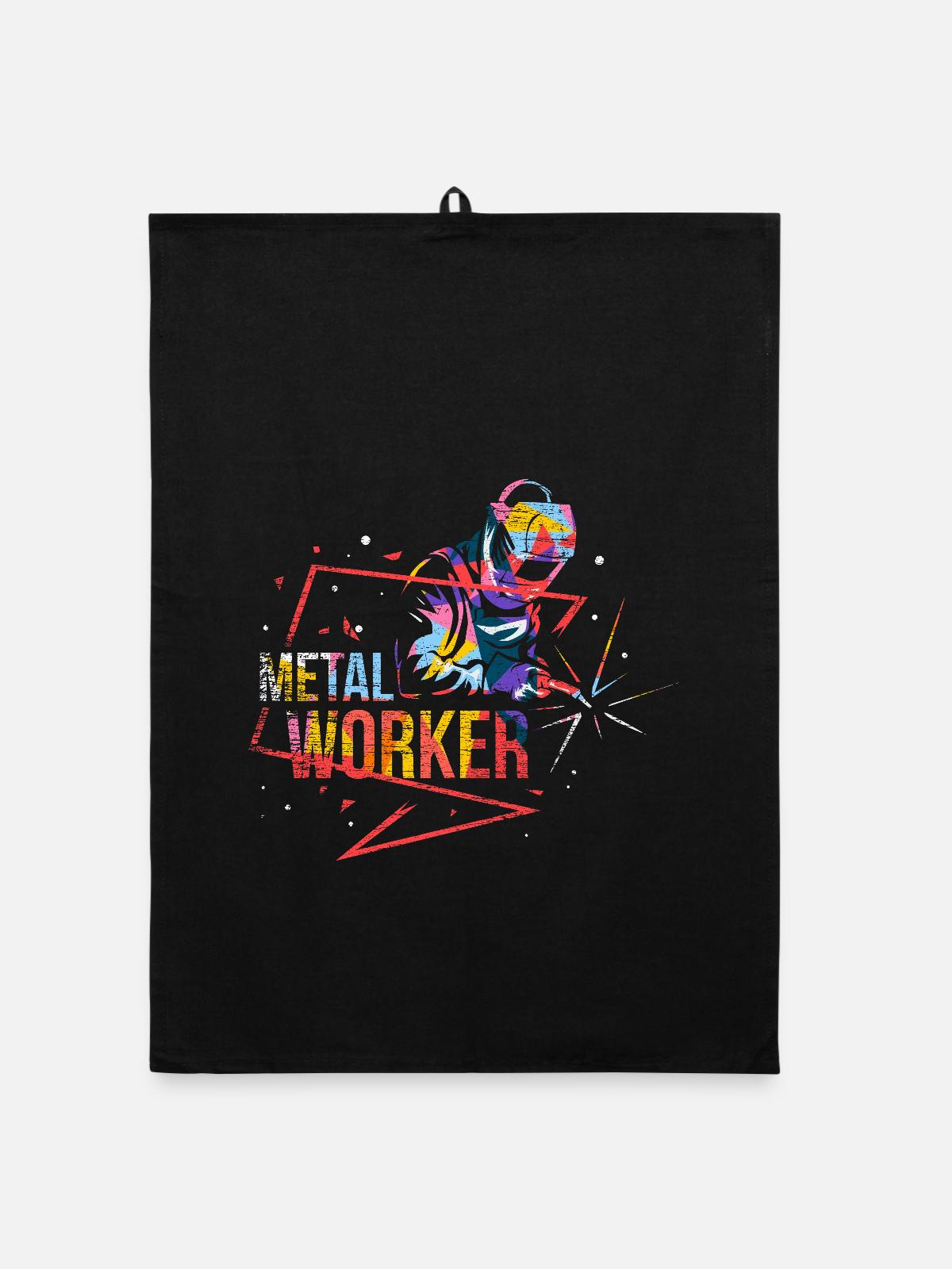 Robuster Metallbauer Blecharbeit - Organic Geschirrtuch - Schwarz - Vorne