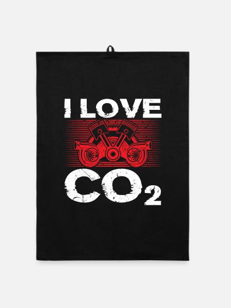 I Love CO2 Ich Liebe Diesel Tuning Tuner - Organic Geschirrtuch - Schwarz - Vorne
