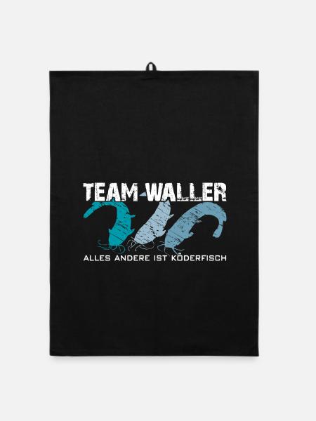 Wels angeln Waller fischen Team Waller - Organic Geschirrtuch - Schwarz - Vorne