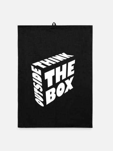 Think outside the box - Organic dish towel - black - Front