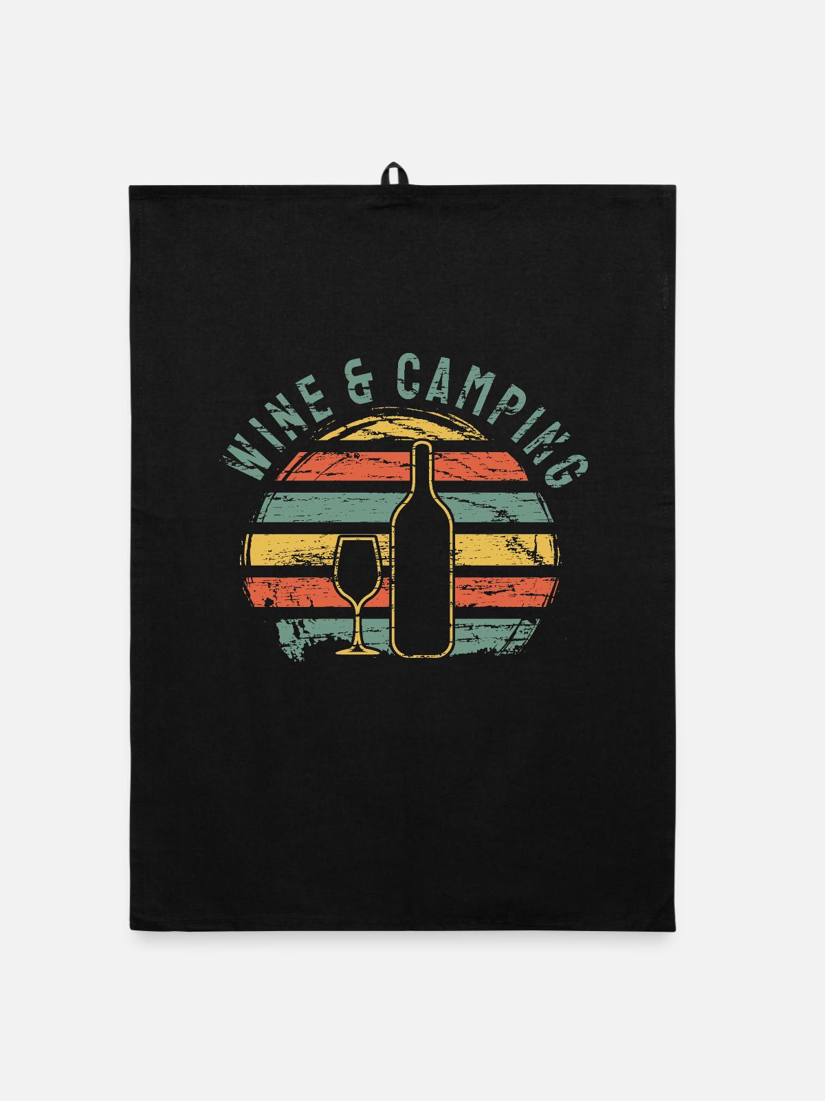 Camping Drinking Wein - Organic Geschirrtuch - Schwarz - Vorne