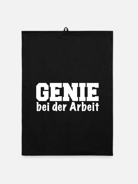 Genie bei der Arbeit lustiger Spruch Geschenk - Organic Geschirrtuch - Schwarz - Vorne