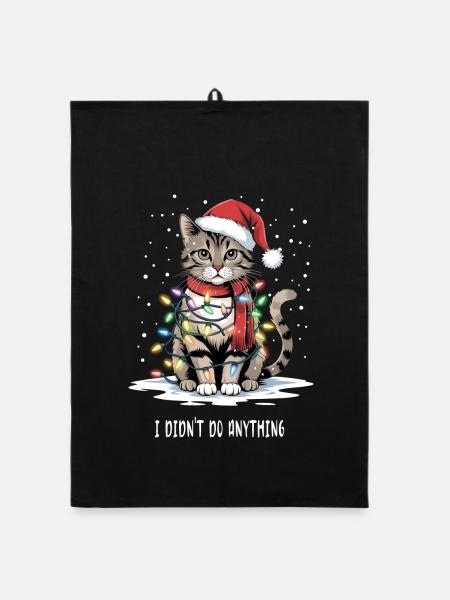 Christmas Cat - Organic Geschirrtuch - Schwarz - Vorne