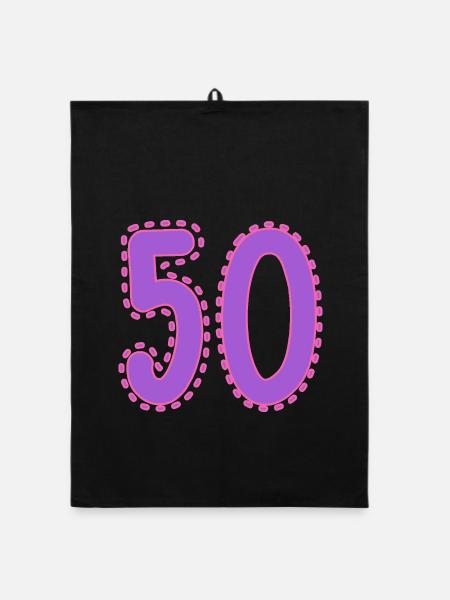 50. 50 YEARS. 50th ANNIVERSARY. 50TH ANNIVERSARY. - Organic dish towel - black - Front