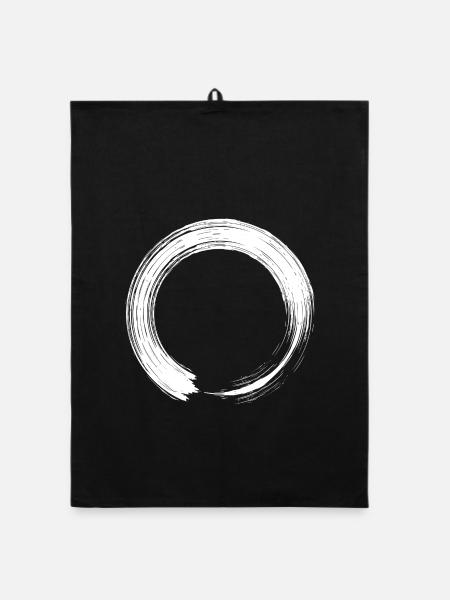 Kreis Design Symbol Bürste weiß - Organic Geschirrtuch - Schwarz - Vorne