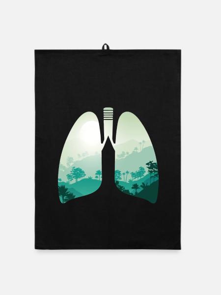 Green nature forest landscape lungs - Organic dish towel - black - Front