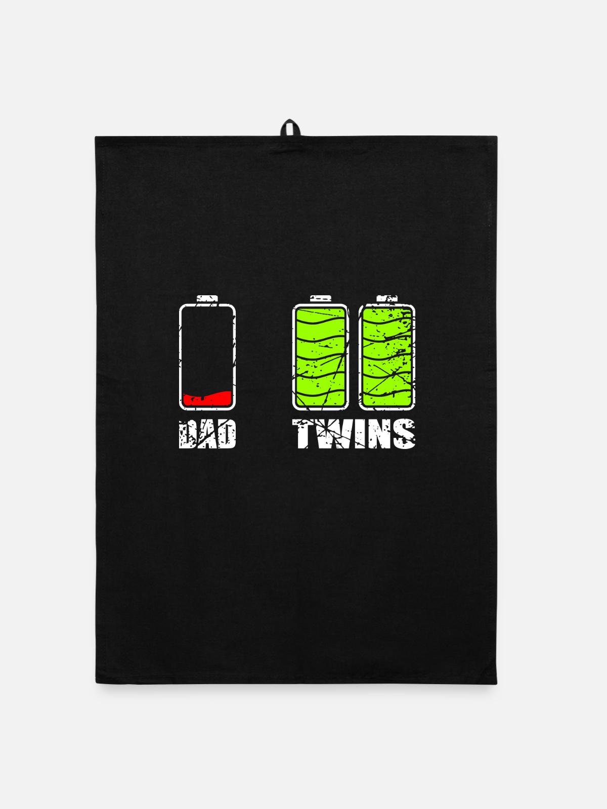 Dad Twins Geschenk - Organic Geschirrtuch - Schwarz - Vorne