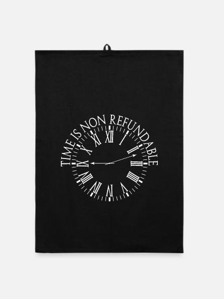 Time is non refundable Rom Design - Organic dish towel - black - Front