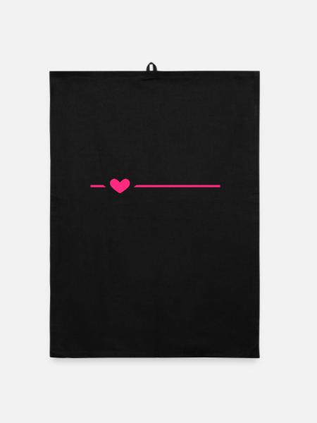 Linie Herz Rosa Strich Ornament Dekoration - Organic Geschirrtuch - Schwarz - Vorne