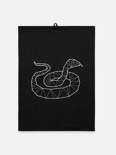 Geometrische Python Würgeschlange - Organic Geschirrtuch - Schwarz - Vorne