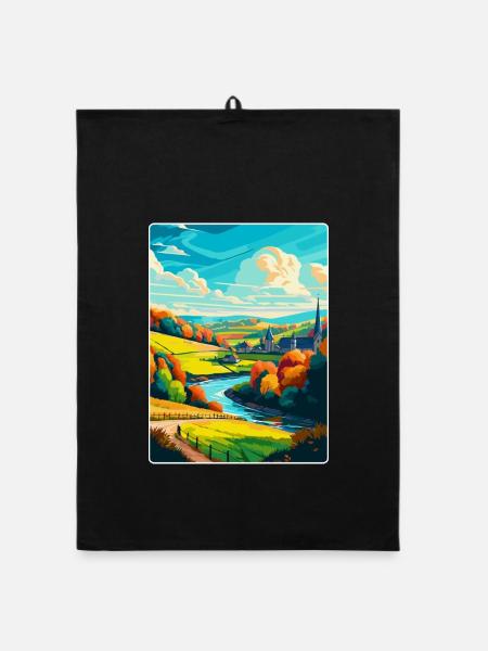 Ardennen Frankreich Vintage Reiseplakat Souvenir WPA - Organic Geschirrtuch - Schwarz - Vorne