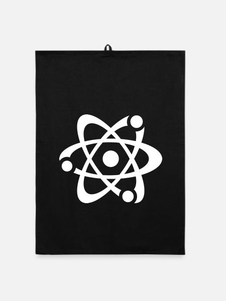 Weißes Atom-Symbol auf Schwarz - Organic Geschirrtuch - Schwarz - Vorne