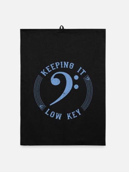 Bassschlüssel Blau - Vintage Musical Symbol - Organic Geschirrtuch - Schwarz - Vorne