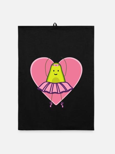Tanzfreudige Avocado Ballerina - Organic Geschirrtuch - Schwarz - Vorne