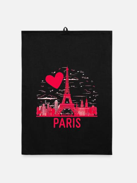 I like minimalist Paris - Organic dish towel - black